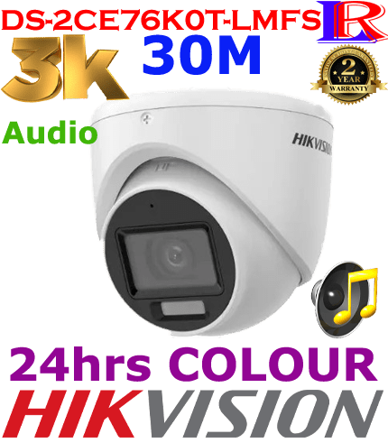 Hikvision 3K Smart Hybrid Audio IP67 Turret Camera DS-2CE76K0T-LMFS Hikvision 3K Smart Hybrid Audio IP67 Turret Camera DS-2CE76K0T-LMFS