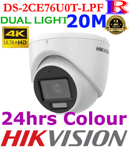Hikvision 4K Smart Hybrid Light 20m turret Camera DS-2CE76U0T-LPF Hikvision 4K Smart Hybrid Light 20m turret Camera DS-2CE76U0T-LPF