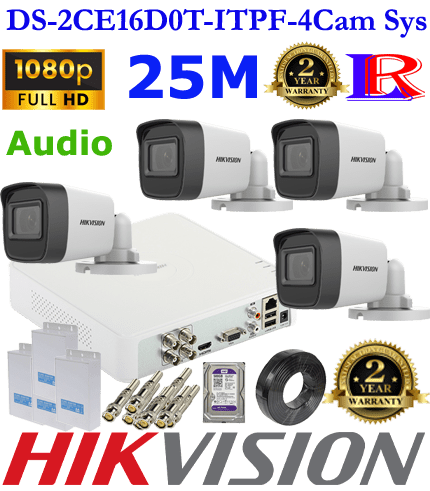 Hikvision 4 camera cctv kit DS-2CE16D0T-ITPF Hikvision 4 camera cctv kit DS-2CE16D0T-ITPF