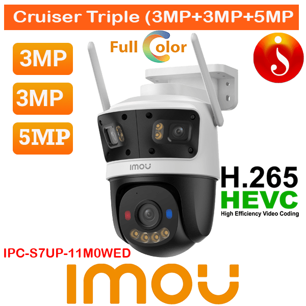 IMOU Cruiser Triple-Lens 11MP Smart Security Camera Full-Color Night Vision IPC-S7UP-11M0WED 1 IMOU Cruiser Triple-Lens 11MP Smart Security Camera Full-Color Night Vision IPC-S7UP-11M0WED