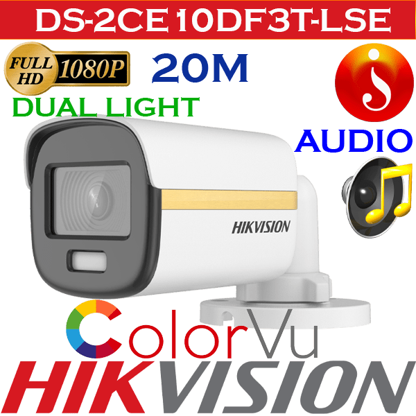 Hikvision 2MP 3D Hybrid Light ColorVu Audio Bullet Camera DS-2CE10DF3T-LSE 1 Hikvision 2MP 3D Hybrid Light ColorVu Audio Bullet Camera DS-2CE10DF3T-LSE