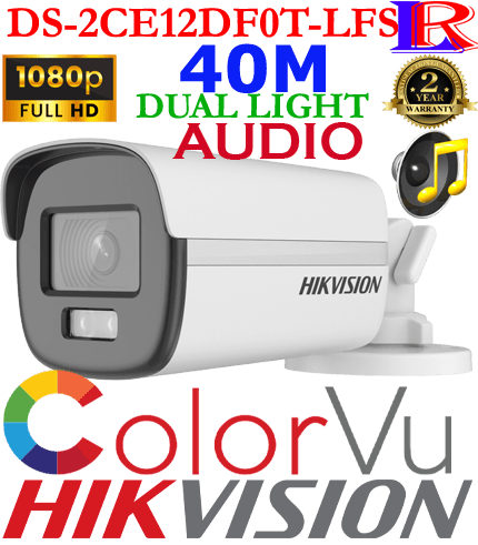 Hikvision 2 MP Smart Hybrid Light 40 M ColorVu Bullet Camera DS-2CE12DF0T-LFS Hikvision 2 MP Smart Hybrid Light 40 M ColorVu Bullet Camera DS-2CE12DF0T-LFS