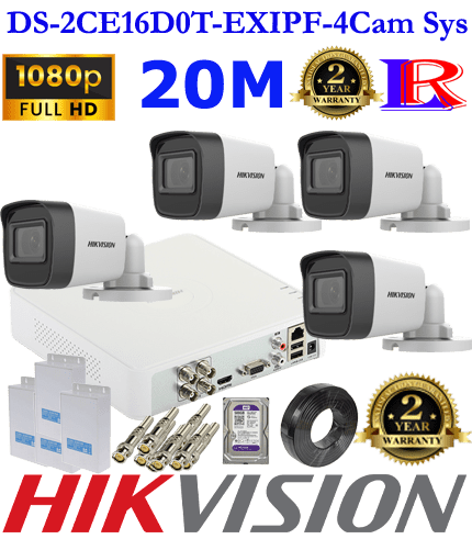low price full hd 4 cctv cameras package DS-2CE16D0T-EXIPF low price full hd 4 cctv cameras package DS-2CE16D0T-EXIPF