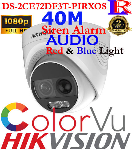 Police Light Siren Alarm Colorvu cctv camera DS-2CE72DF3T-PIRXOS Police Light Siren Alarm Colorvu cctv camera DS-2CE72DF3T-PIRXOS