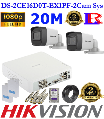 DS-2CE16D0T-EXIPF-2Cam Sys Hikvision full HD night vision 2mp 2 camera kit