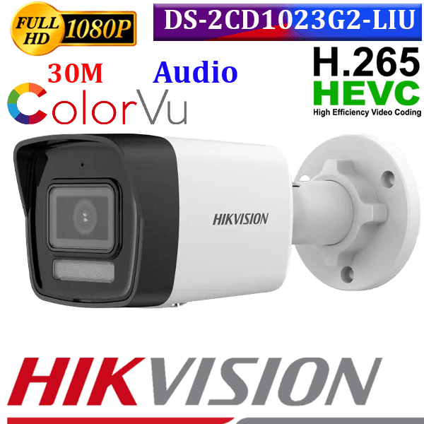 Hikvision dual light 2MP ColorVu Audio IP camera DS-2CD1023G2-LIU 1 Hikvision dual light 2MP ColorVu Audio IP camera DS-2CD1023G2-LIU