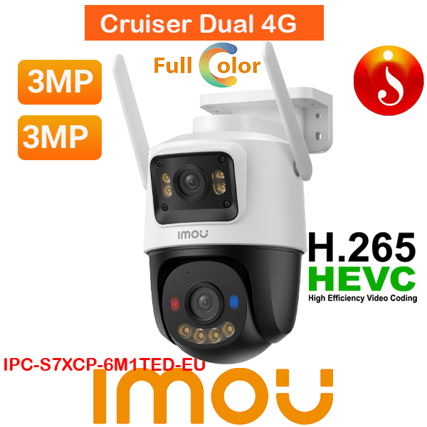 IMOU Cruiser Dual 2C 4G Dual Lens AI Human Vehicle Detection Red-Blue Warning Light IPC-S7XCP-6M1TED-EU 1 IMOU Cruiser Dual 2C 4G Dual Lens AI Human Vehicle Detection Red-Blue Warning Light IPC-S7XCP-6M1TED-EU