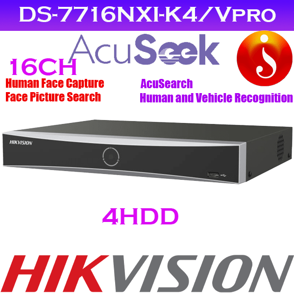 Hikvision 4K acuseek 4HDD Face Recognition Face search NVR DS-7716NXI-K4/Vpro 1 Hikvision 4K acuseek 4HDD Face Recognition Face search NVR DS-7716NXI-K4/Vpro