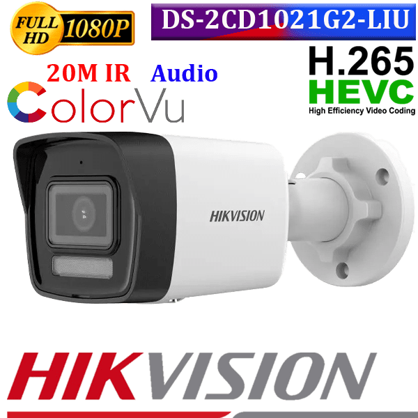 Smart dual light 2MP Colorvu Audio IP camera DS-2CD1021G2-LIU 1 Smart dual light 2MP Colorvu Audio IP camera DS-2CD1021G2-LIU