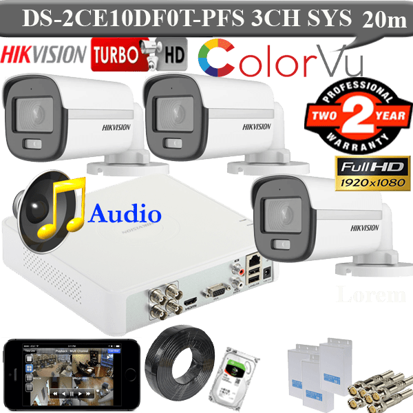 Hikvision 2mp colourvu 2mp voice 3 camera package price 1 Hikvision 2mp colourvu 2mp voice 3 camera package price