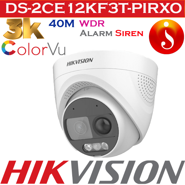 Hikvision 3K ColorVu PIR Siren 5MP Turret Camera DS-2CE72KF3T-PIRXO 1 Hikvision 3K ColorVu PIR Siren 5MP Turret Camera DS-2CE72KF3T-PIRXO